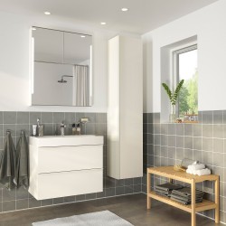 GODMORGON/BRAVIKEN lavabo dolabı kombinasyonu, parlak beyaz