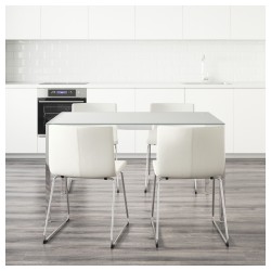 TORSBY/BERNHARD yemek masası takımı, beyaz cam-beyaz