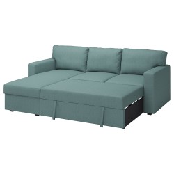 BARSLÖV 3'lü kanepe ve uzanma koltuğu, tibbleby açık gri-turkuaz