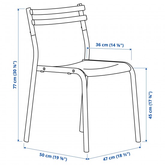 GENESÖN sandalye, metal-mavi