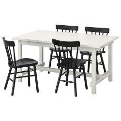 NORDVIKEN/NORRARYD yemek masası takımı, beyaz-siyah