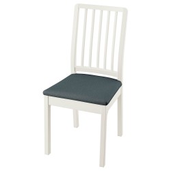 EKEDALEN döşemeli ahşap sandalye, beyaz-idekulla mavi