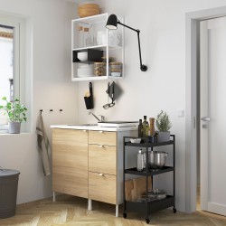 ENHET çamaşır odası ve mutfak için dolap kombinasyonu, beyaz-meşe görünümlü
