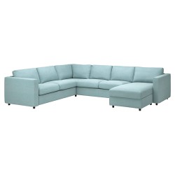 VIMLE 4'lü köşe kanepe ve uzanma koltuğu, saxemara açık mavi