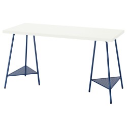 LAGKAPTEN/TILLSLAG çalışma masası, beyaz-koyu mavi
