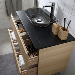 GODMORGON/TOLKEN/OXMYREN lavabo dolabı kombinasyonu, ağartılmış meşe görünümlü