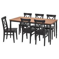 DANDERYD/INGOLF yemek masası takımı, çam kaplama-siyah