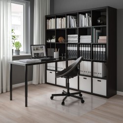 LAGKAPTEN/KALLAX kitaplıklı çalışma masası, venge-siyah