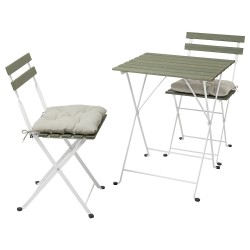 TARNÖ katlanabilir masa ve sandalye seti, beyaz-yeşil