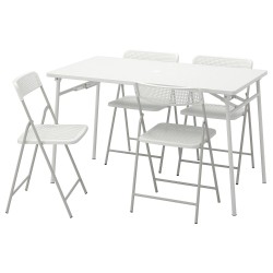 TORPARÖ katlanabilir masa ve sandalye seti, beyaz-beyaz/gri