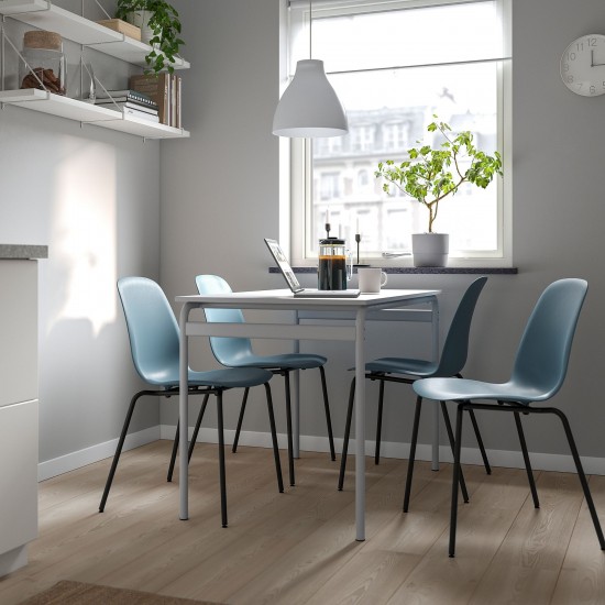 GRASALA/LIDAS mutfak masası takımı, gri-mavi