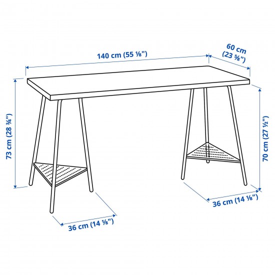 LAGKAPTEN/TILLSLAG çalışma masası, beyaz-antrasit