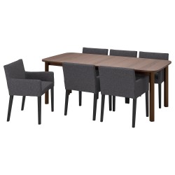 STRANDTORP/MARENAS yemek masası takımı, kahverengi-siyah/Gunnared koyu gri