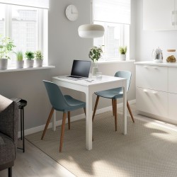 EKEDALEN/GRÖNSTA mutfak masası takımı, beyaz-gri/turkuaz