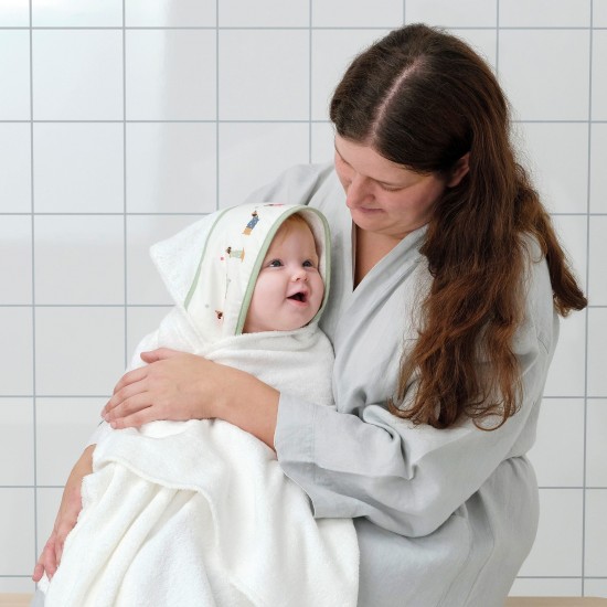 DRÖMSLOTT bebek banyo havlusu, beyaz-desenli