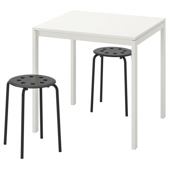 MELLTORP/MARIUS mutfak masası takımı, beyaz-siyah