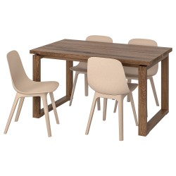 MÖRBYLANGA/ODGER yemek masası takımı, kahverengi-beyaz-bej