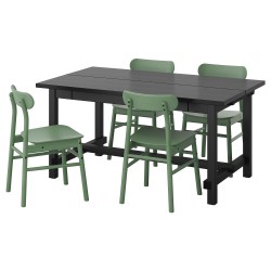NORDVIKEN/RÖNNINGE yemek masası takımı, siyah-yeşil