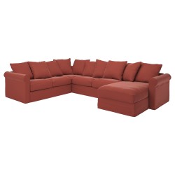 GRÖNLID 4'lü köşe kanepe ve uzanma koltuğu, ljungen açık kırmızı