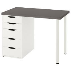 LINNMON/ALEX çalışma masası, koyu gri-beyaz