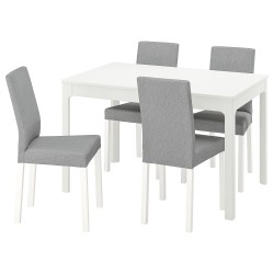 EKEDALEN/KATTIL yemek masası takımı, beyaz-knisa açık gri
