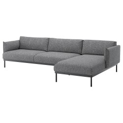APPLARYD 3'lü kanepe ve uzanma koltuğu, lejde gri-siyah