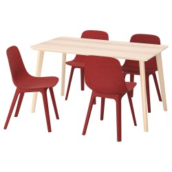LISABO/ODGER mutfak masası takımı, dişbudak-kırmızı