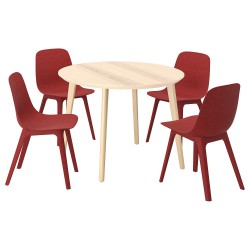LISABO/ODGER yemek masası takımı, dişbudak-kırmızı