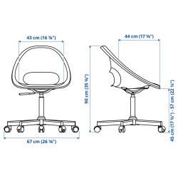 LOBERGET/MALSKAR çalışma sandalyesi, beyaz-bej