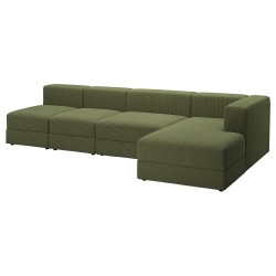 JATTEBO 3,5 kişilik kanepe ve uzanma koltuğu, samsala koyu sarı-yeşil