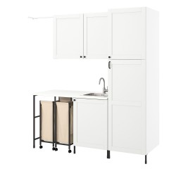ENHET çamaşır odası ve banyo için dolap kombinasyonu, antrasit-beyaz