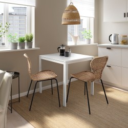 MELLTORP/ALVSTA mutfak masası takımı, beyaz-rattan siyah