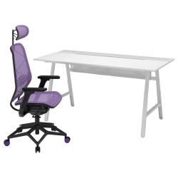 UTESPELARE/STYRSPEL oyuncu masası ve sandalyesi, gri-mor
