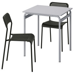 GRASALA/ADDE mutfak masası takımı, gri-siyah