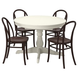 INGATORP/SKOGSBO yemek masası takımı, beyaz-koyu kahve