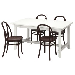 NORDVIKEN/SKOGSBO yemek masası takımı, beyaz-koyu kahve