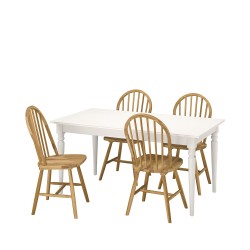 INGATORP/SKOGSTA yemek masası takımı, beyaz-akasya