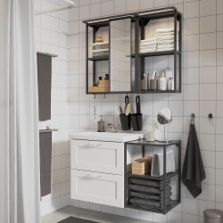 ENHET/TVALLEN banyo mobilyası seti, beyaz-antrasit