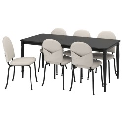 DANDERYD/EBBALYCKE yemek masası takımı, siyah-IDEKULLA bej