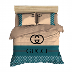 Çift Kişilik Nevresim Takımı Gucci Mavi & Taba